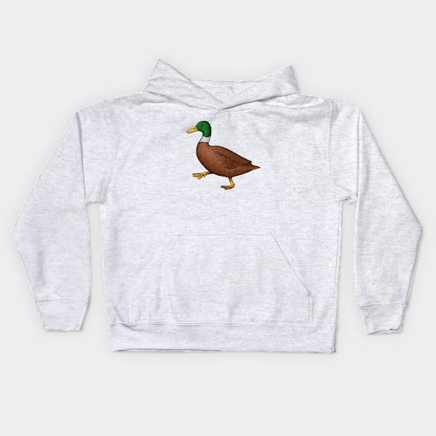 duck animal illustration, ducks family, wildlife, safari, Kids Hoodie by Akman